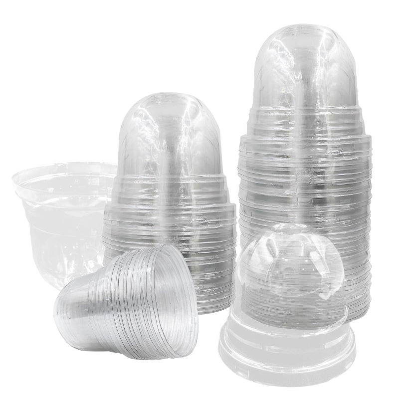 RooTrimmer 50 Pack Clear Plant Pot Domes, Transparent Seedling Domes Compatible with 4 Inch Seed Starter Pots for Indoor Outdoor Gardening(50Pcs, Clear) - Image 1