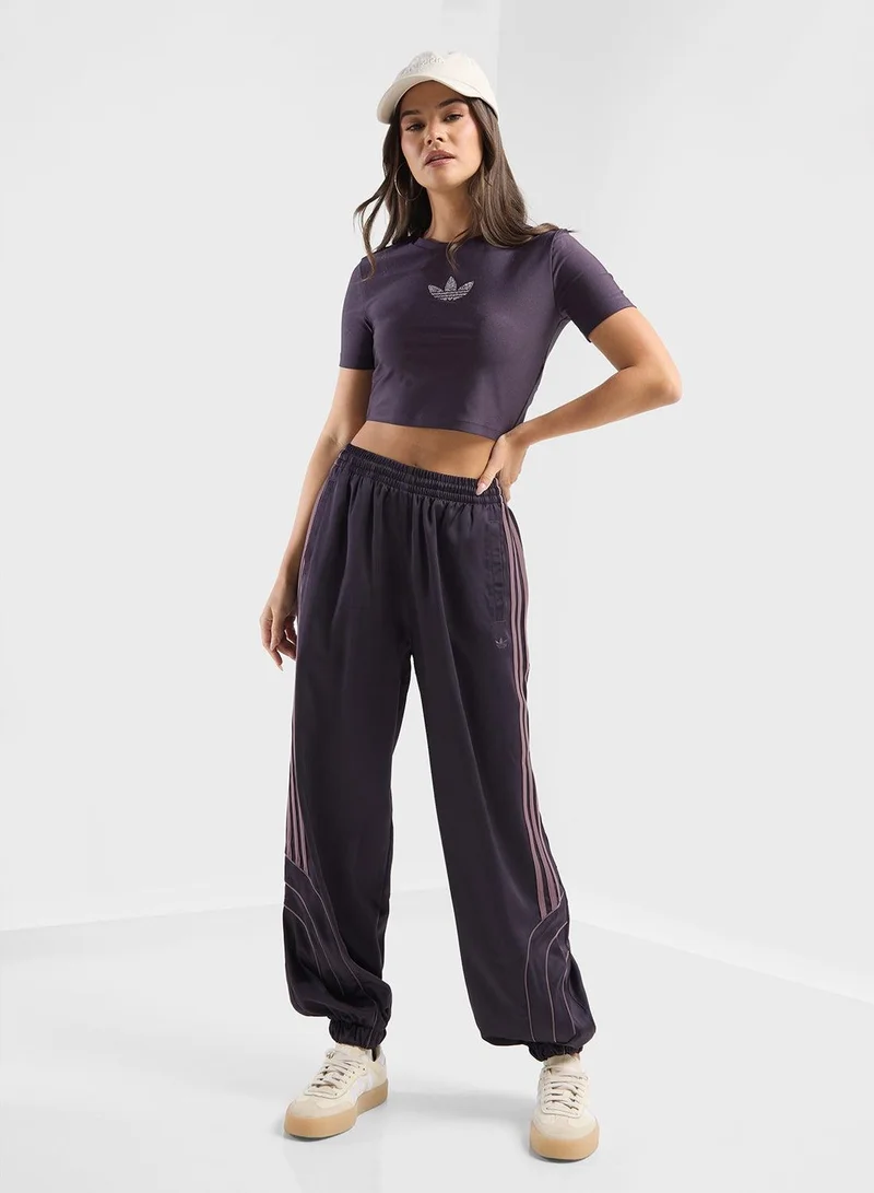 Adidas PIPING LOOSE TP Purple Originals Women PANTS