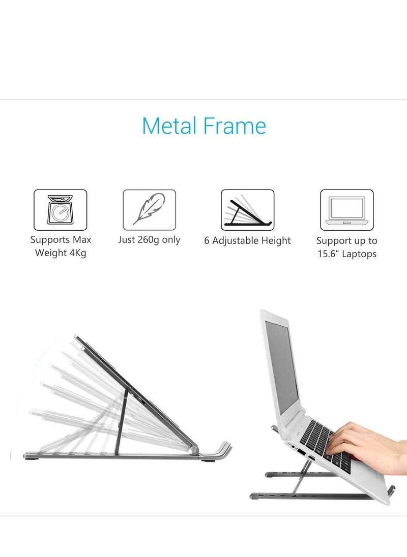 Generic Adjustable Laptop Stand Helps Raise Laptop Screen to Eye Level to Prevent Overheating During Use with Stable Base (Black)  - Image 2