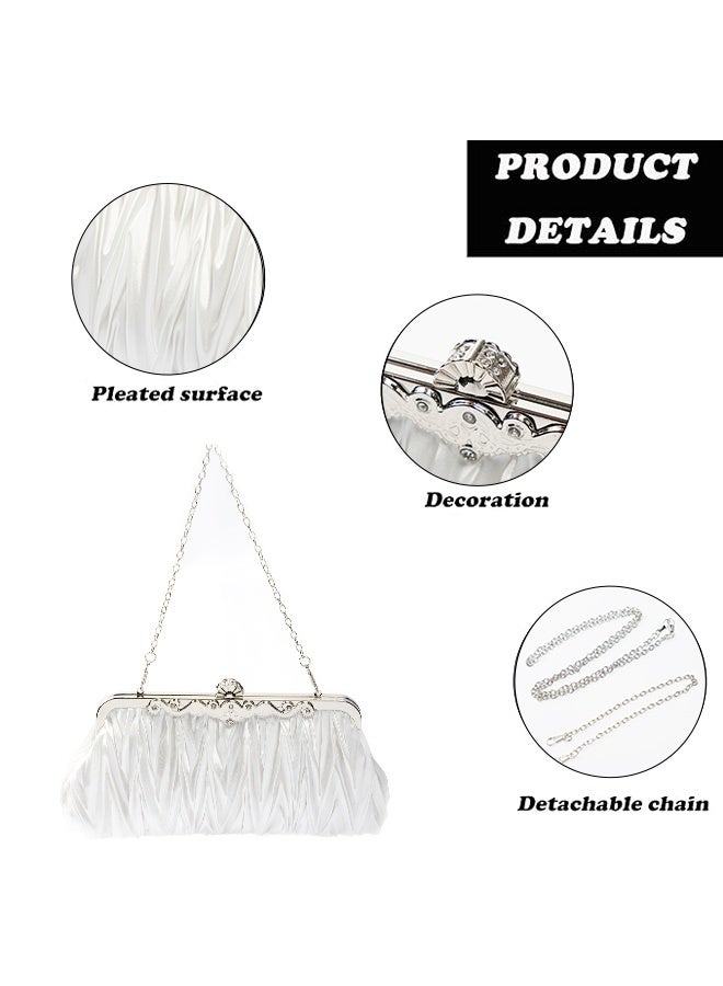 SHABILI Women's Pleated Velvet Clutch Bag, Banquet Bag and Evening Bag for Events, Ladies Bag as Shoulder Bag and Tote Bags Clutch Bag with Metal Frame Closure and Chain Strap for Formal Parties and Weddings - Image 5