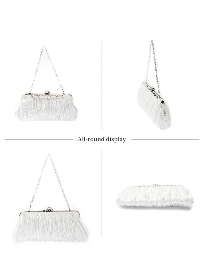 SHABILI Women's Pleated Velvet Clutch Bag, Banquet Bag and Evening Bag for Events, Ladies Bag as Shoulder Bag and Tote Bags Clutch Bag with Metal Frame Closure and Chain Strap for Formal Parties and Weddings - Image 4