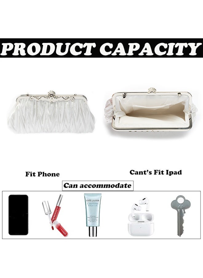 SHABILI Women's Pleated Velvet Clutch Bag, Banquet Bag and Evening Bag for Events, Ladies Bag as Shoulder Bag and Tote Bags Clutch Bag with Metal Frame Closure and Chain Strap for Formal Parties and Weddings - Image 3