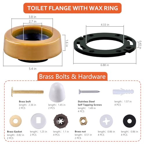 boeemi Toilet Flange Repair Kit with Extra Thick Wax Ring for Toilets Install or Leaking Toilet Wax Ring Replacement Kit Include Mounting Hardware Fits 3-inch or 4-inch Waste Lines - Image 4