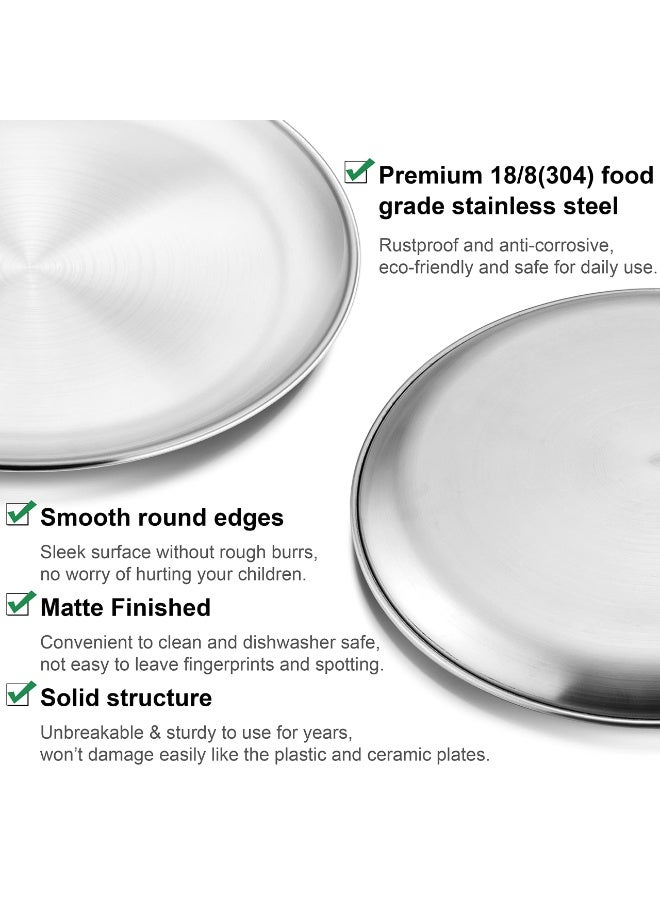 Durable Metal Serving Tray Tray, 6 Piece 304 Stainless Steel Round Tray, Suitable for Kitchen Restaurant Picnic Camping Serve Salad Dessert Snacks Pizza, Dishwasher Safe 9 inches (Approx. 22.9 cm) - Image 5