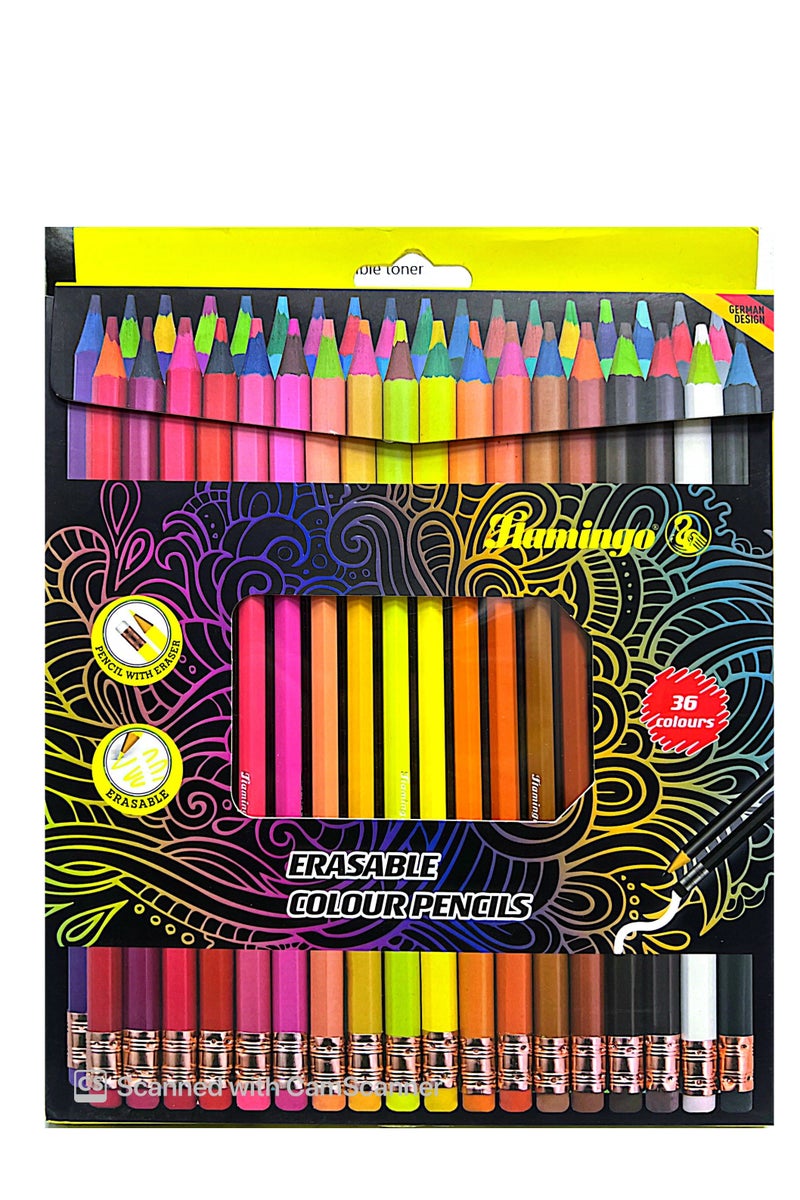 مجموعة أقلام تلوين قابلة للمسح، 36 قطعة، متعددة الألوان - Image 3