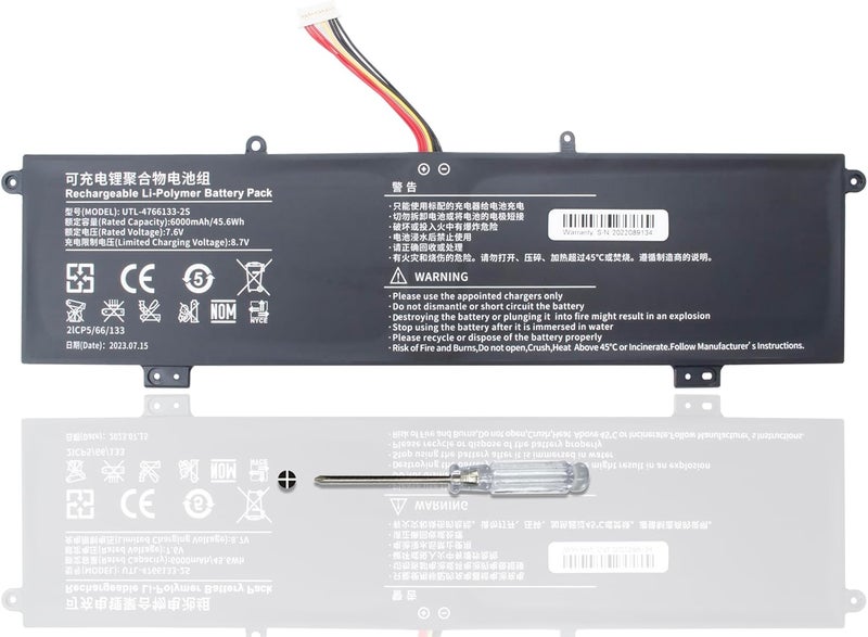 UTL-4766133-2S Battery for ONN Surf 100002434 100003497 Y1333W WU133W K1412W for Haier Leadpie M1 Tablet PC UTL-3978110-2s 7.6V/45.6Wh/6000mAh - Image 1