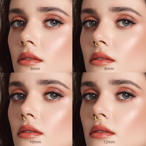 D.Bella 8PCS 16G Stainless Steel Nose Septum Horseshoe Earring Eyebrow Septum Lip Helix Tragus Piercing Ring 6-12mm Gold Piercing Jewelry - Image 4