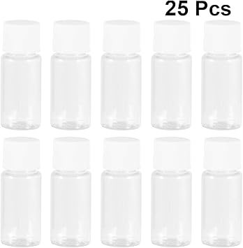 SOLUSTRE 25 قطعة زجاجات عينة سعة 10 مل زجاجات لوشن بلاستيكية شفافة قابلة لإعادة التعبئة حاويات جل استحمام للاستخدام اليومي والسفر - Image 2