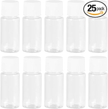 SOLUSTRE 25 قطعة زجاجات عينة سعة 10 مل زجاجات لوشن بلاستيكية شفافة قابلة لإعادة التعبئة حاويات جل استحمام للاستخدام اليومي والسفر - Image 1