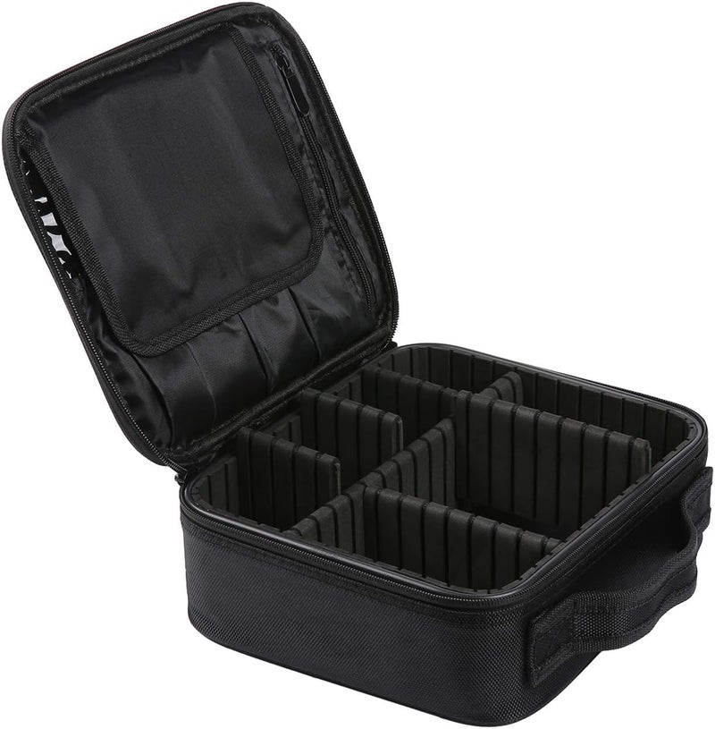 BESTOTTAM Travel Makeup BagPortable Train Cosmetic Case Organizer with Adjustable Dividers Makeup Case Cosmetic Bag for Makeup Brushes Cosmetics Toiletry Jewelry Digital AccessoriesBlack - Image 1