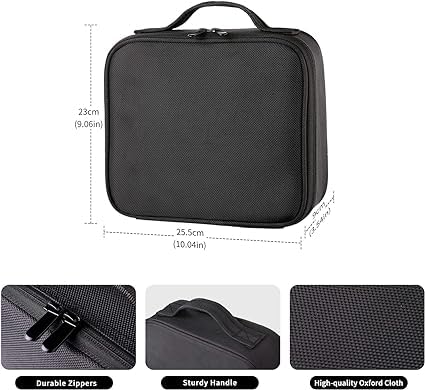 BESTOTTAM Travel Makeup BagPortable Train Cosmetic Case Organizer with Adjustable Dividers Makeup Case Cosmetic Bag for Makeup Brushes Cosmetics Toiletry Jewelry Digital AccessoriesBlack - Image 2