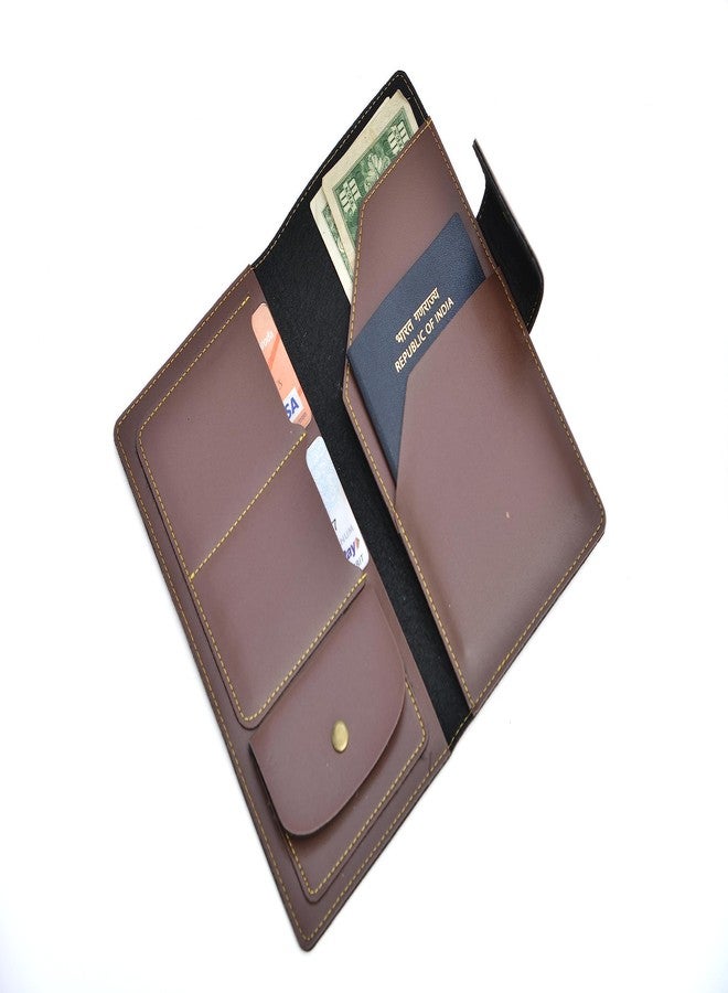 YOUR GIFT STUDIO Daily Use Travel Wallet Money Purse for | Unisex Travel Purse | Leather Travel (Brown) - Image 2