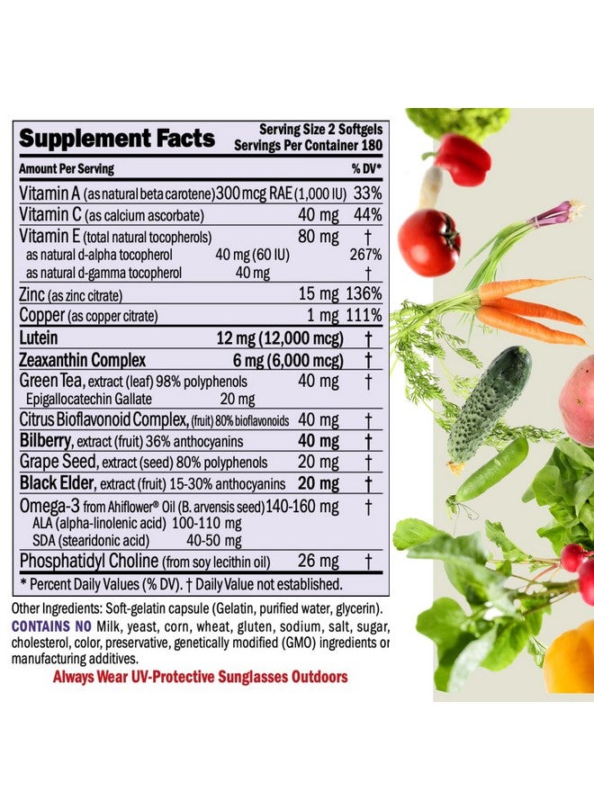 ANDREW LESSMAN Ultimate Eye Support 30 Softgels - 12mg Lutein, 6mg Zeaxanthin, Bilberry, Key Nutrients to Support Eye Health and Promote Healthy Vision. No Additives. Easy to Swallow Softgels - Image 2