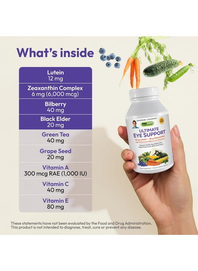 ANDREW LESSMAN Ultimate Eye Support 30 Softgels - 12mg Lutein, 6mg Zeaxanthin, Bilberry, Key Nutrients to Support Eye Health and Promote Healthy Vision. No Additives. Easy to Swallow Softgels - Image 3
