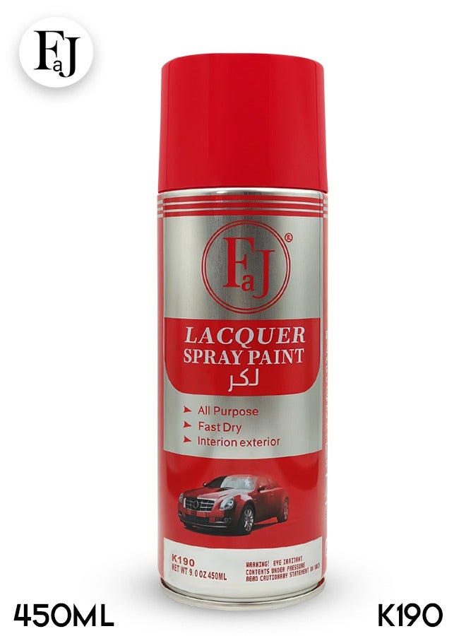 FAJ Lacquer Spray Paint 450ML High Gloss Fast Dry Multi Surface Corrosion Resistant UV Protection for Cars Wood Metal Furniture - K190 - Image 1