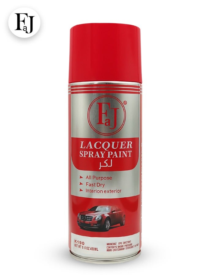 FAJ Lacquer Spray Paint 450ML High Gloss Fast Dry Multi Surface Corrosion Resistant UV Protection for Cars Wood Metal Furniture - K190 - Image 2