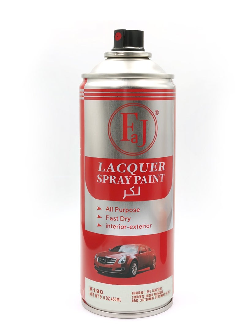 FAJ Lacquer Spray Paint 450ML High Gloss Fast Dry Multi Surface Corrosion Resistant UV Protection for Cars Wood Metal Furniture - K190 - Image 3