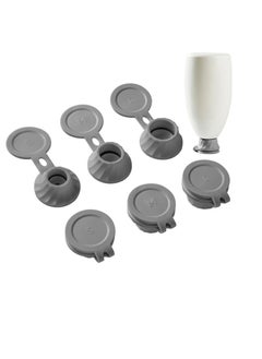 Excefore Bottle Emptying Caps Kit, 6 Pcs Inverted Caps Flipping Bottle Set for Home and Bathroom, 3 Sizes Adapters Transfer Connector, Convenient Flip Top Design to Empty Pump Bottles, Gray  - Image 1