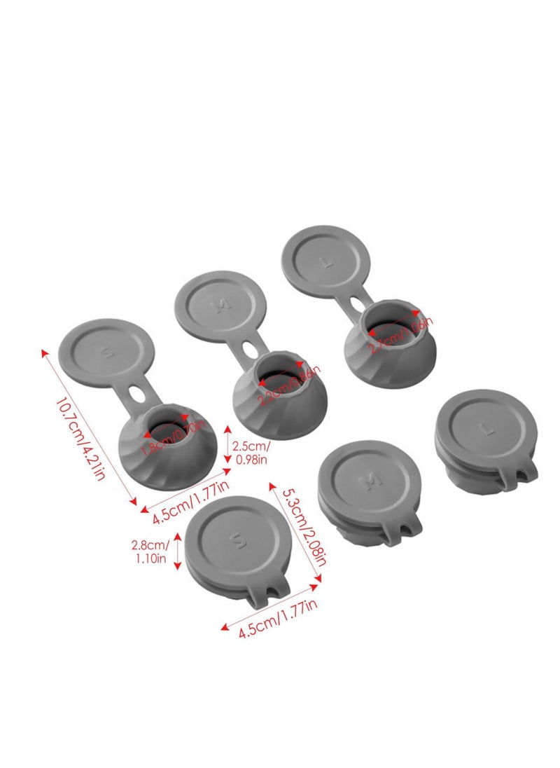 Excefore - Bottle Emptying Caps Kit, 6 Pcs Inverted Caps Flipping Bottle Set for Home and Bathroom, 3 Sizes Adapters Transfer Connector, Convenient Flip Top Design to Empty Pump Bottles, Gray - Image 1
