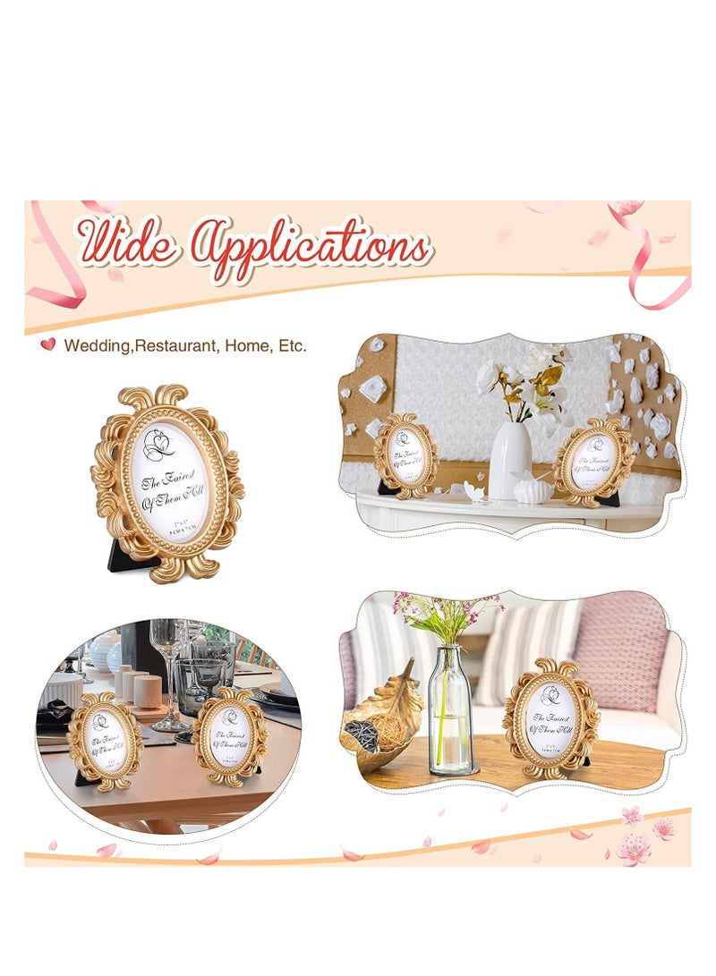 Captaintech Vintage Picture Frame 2x3 Antique Photo Frame Mini Picture Frame  Baroque Place Card Photo Holder Resin Oval Frame Table Top Display Frame Party Decorations, Resin Frame (Gold, 6 Pieces) - Image 3