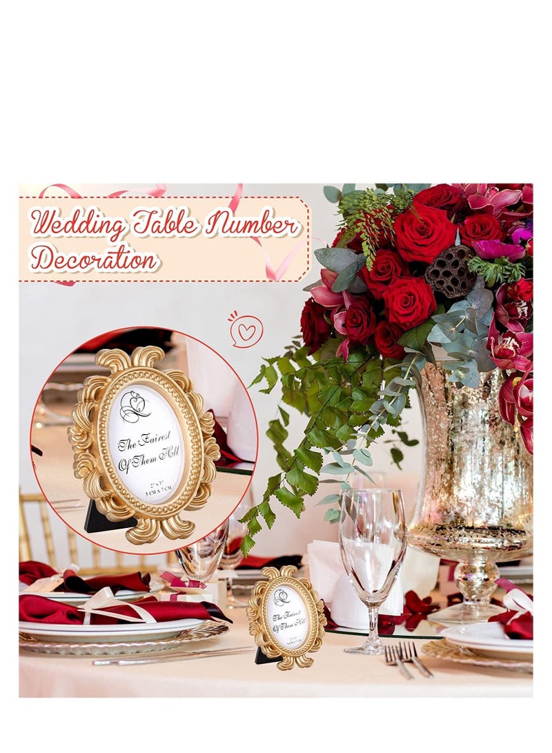 Captaintech Vintage Picture Frame 2x3 Antique Photo Frame Mini Picture Frame  Baroque Place Card Photo Holder Resin Oval Frame Table Top Display Frame Party Decorations, Resin Frame (Gold, 6 Pieces) - Image 4