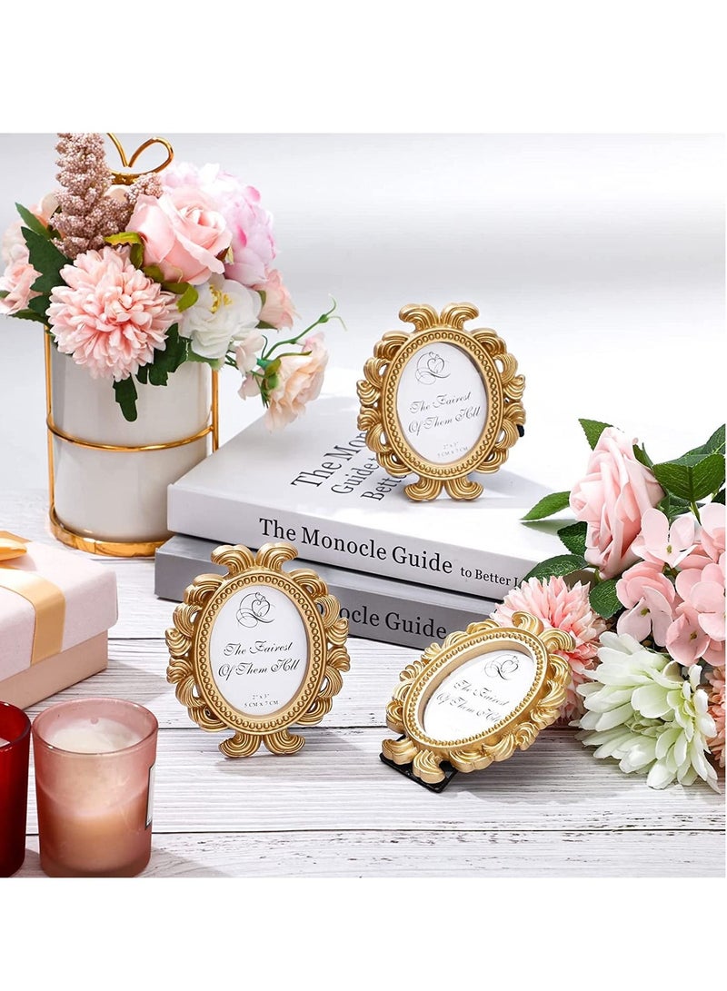 Captaintech Vintage Picture Frame 2x3 Antique Photo Frame Mini Picture Frame  Baroque Place Card Photo Holder Resin Oval Frame Table Top Display Frame Party Decorations, Resin Frame (Gold, 6 Pieces) - Image 5