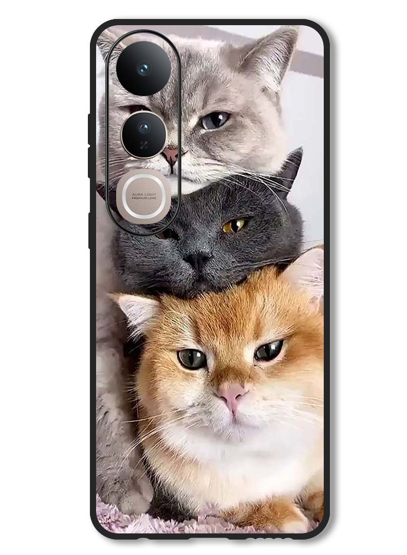 Theodor Case Compatible with Vivo V50 Lite Protection Shockproof Bumper Cover Cats - Image 1