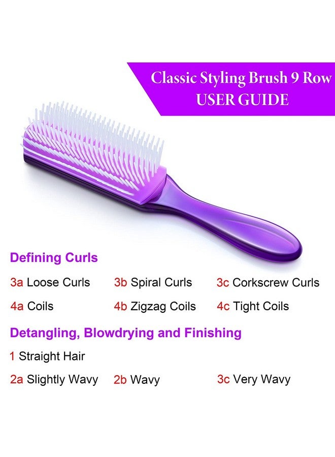 KTKUDY 9 Row Defining Brush For Shaping And Finishing Curls - Detangling Blow-Drying Brush For Thick, Wavy Or Coily Hair (Purple) - Image 4