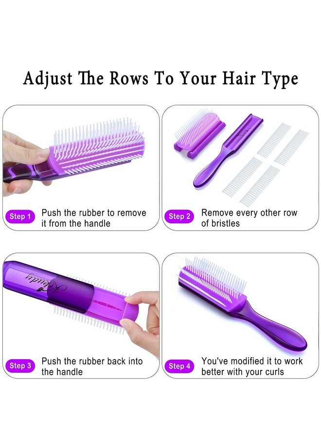 KTKUDY 9 Row Defining Brush For Shaping And Finishing Curls - Detangling Blow-Drying Brush For Thick, Wavy Or Coily Hair (Purple) - Image 3