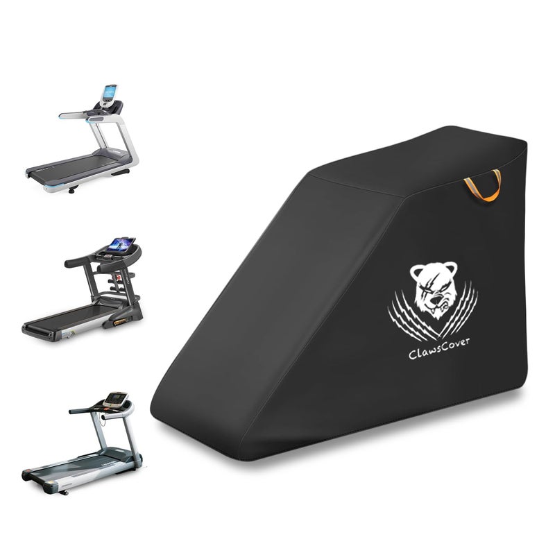 ClawsCover Unfolding Treadmill Cover Waterproof Dustproof Running Machine Cover Exercise Workout Equipment Protective with Night Relfective Handle,Elastic Hem,for Home Gym Indoor Outdoor Use,Black
