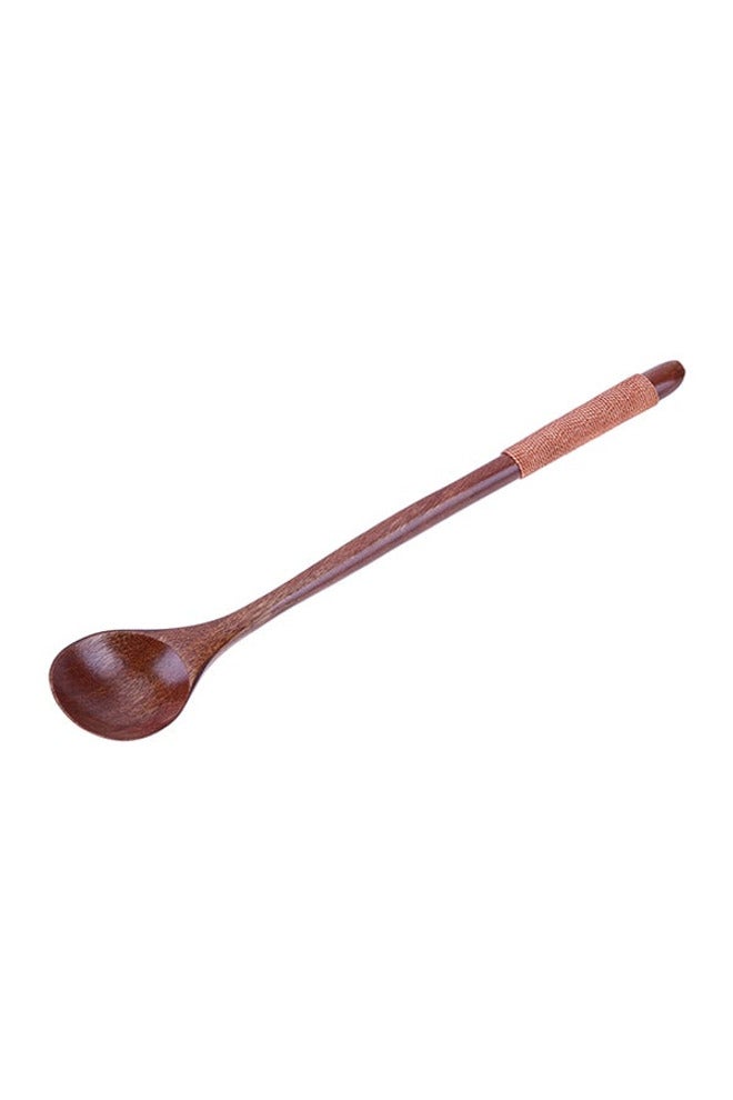 Long Handle Wooden Spoon, Brown - Image 1