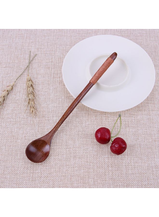 Long Handle Wooden Spoon, Brown - Image 2