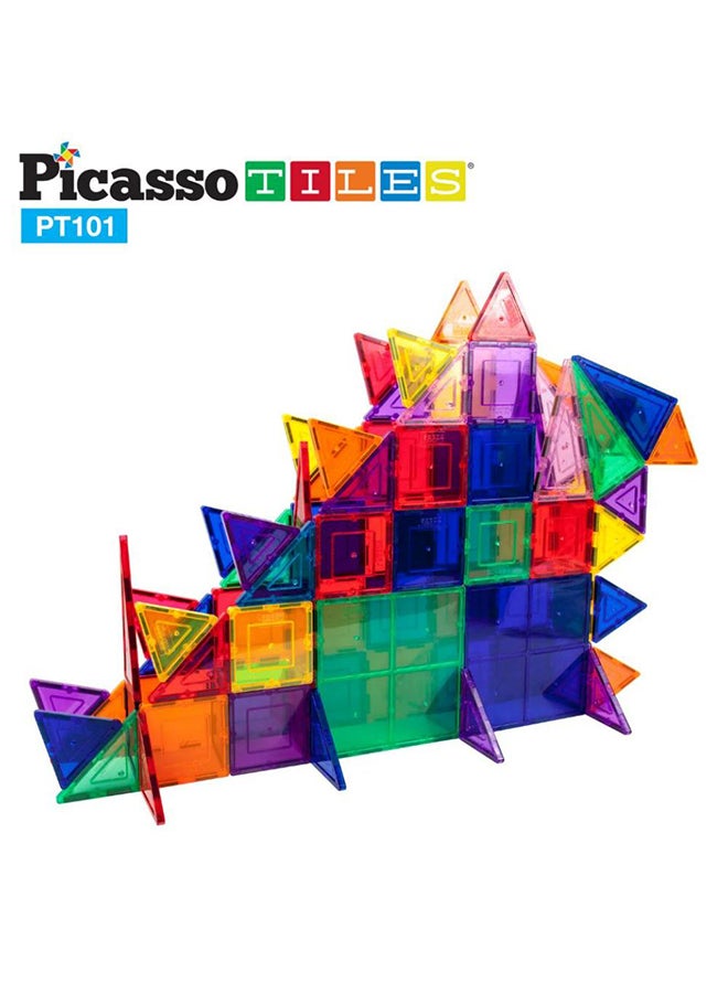 PicassoTiles 101 قطعة من مكعبات 3D المغناطيسية، مكعبات بناء مغناطيسية للأطفال، ألعاب حسية مغناطيسية للأولاد والبنات من سن 3 سنوات فما فوق - Image 5