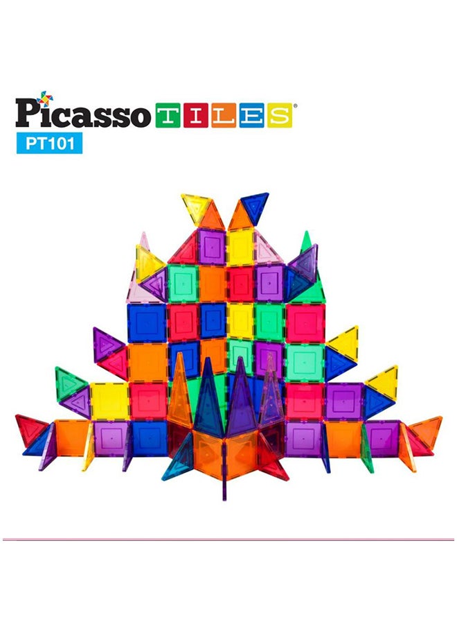 PicassoTiles 101 قطعة من مكعبات 3D المغناطيسية، مكعبات بناء مغناطيسية للأطفال، ألعاب حسية مغناطيسية للأولاد والبنات من سن 3 سنوات فما فوق - Image 4