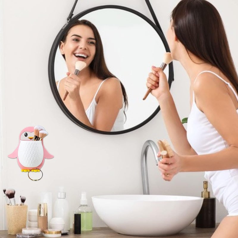 BBRAIMEN Wall Mounted Penguin Design Toothpaste Holder Multicolor Plastic | Storage Box Tv Remote Holder Bedroom Phone Brackets Remote Control Organizer Pack of 2 - Image 5