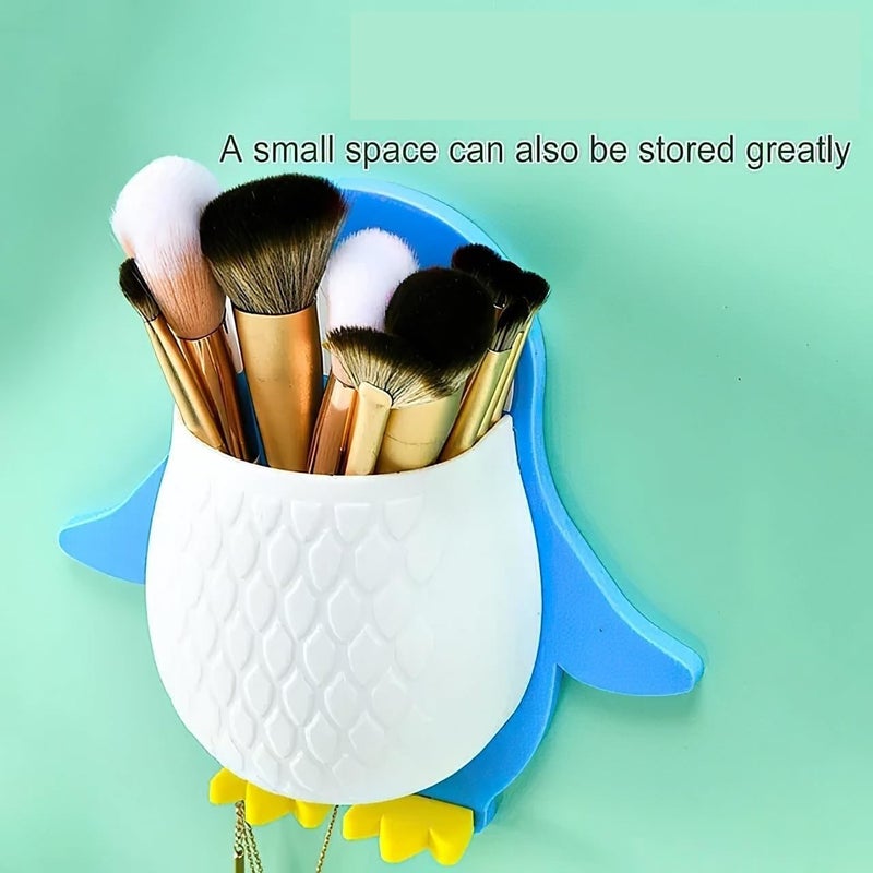 BBRAIMEN Wall Mounted Penguin Design Toothpaste Holder Multicolor Plastic | Storage Box Tv Remote Holder Bedroom Phone Brackets Remote Control Organizer Pack of 2 - Image 4