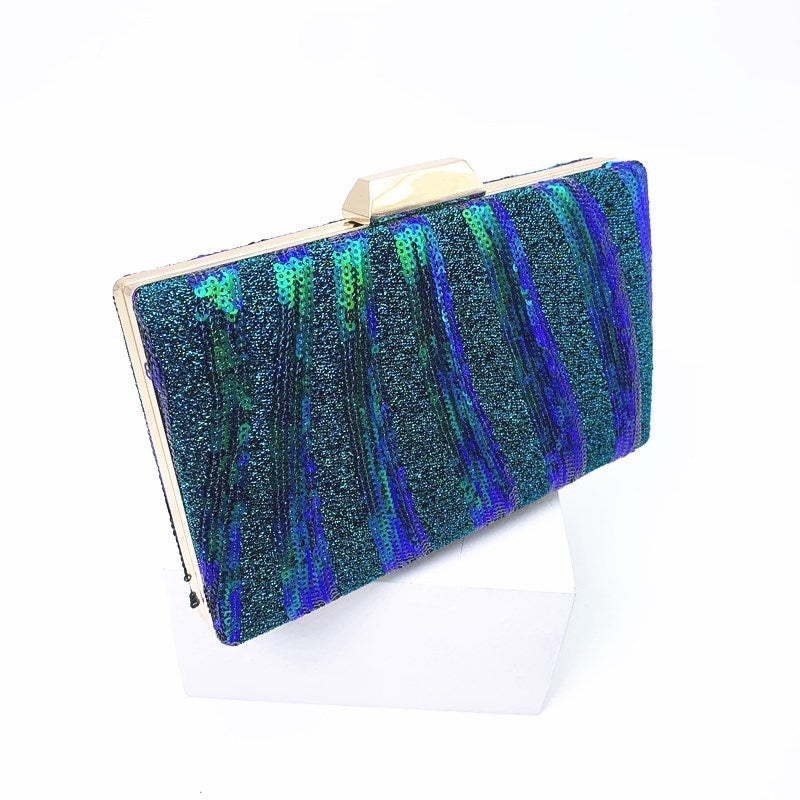 Canli Striped Beads Evening Bag Fashion Sequin Clutch Bag Evening Bag Clutch Bag - Image 5