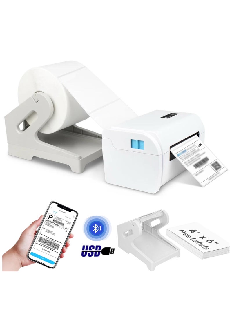SH PROTECT TOUCH Bluetooth + USB Thermal Shipping Label Printer, With Label + Holder ,Wireless 4x6 Shipping Label Printer for Shipping Label Barcode Sticker Printer, Support Android, iPhone and Windows - Image 1
