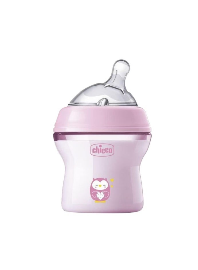chicco natural feeling feeding bottle +0m - rose - 150 ml