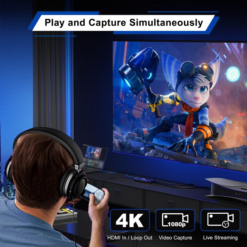 Portta HDMI Video Capture Card, Stream and Record in 1080P60 with Ultra-Low Latency, 4K HDMI in/Loop Out, USB 3.0 to PC Compatible with Nintendo Switch 2/PS4/PS5/Xbox/OBS - Image 3