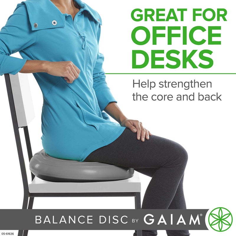Gaiam Balance Disc Wobble Cushion Stability Core Trainer For Home Or Office Desk Chair & Kids Alternative Classroom Sensory Wiggle Seat - Grey , 16 Inch - Image 5
