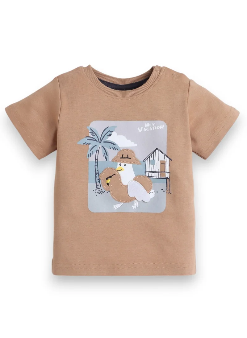 victor and jane BABY BOYS 2PC Set - Brown T-Shirt and Matching Shorts Set