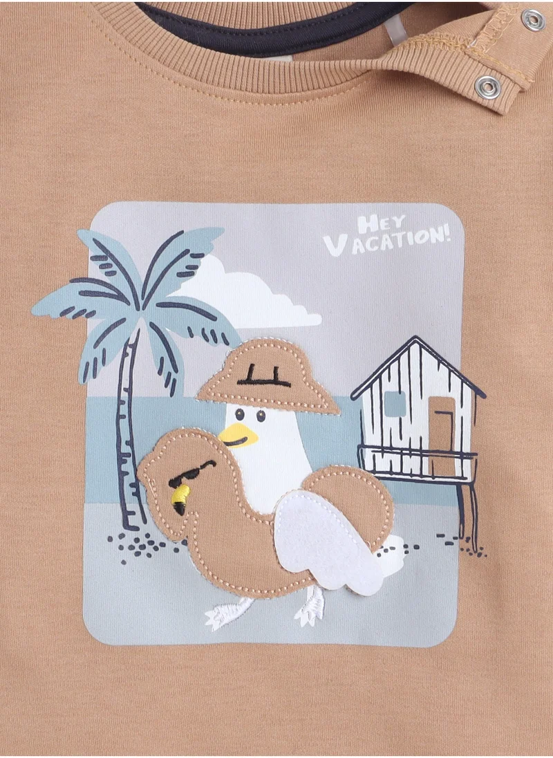 victor and jane BABY BOYS 2PC Set - Brown T-Shirt and Matching Shorts Set