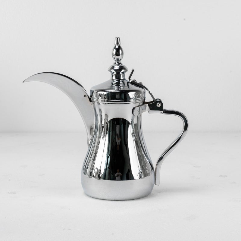Full Chrome Arabic Coffee Pot – Traditional Middle Eastern Dallah – Heated Pot for Coffee & Milk – Modern Design  (600-1300ML) - Image 1