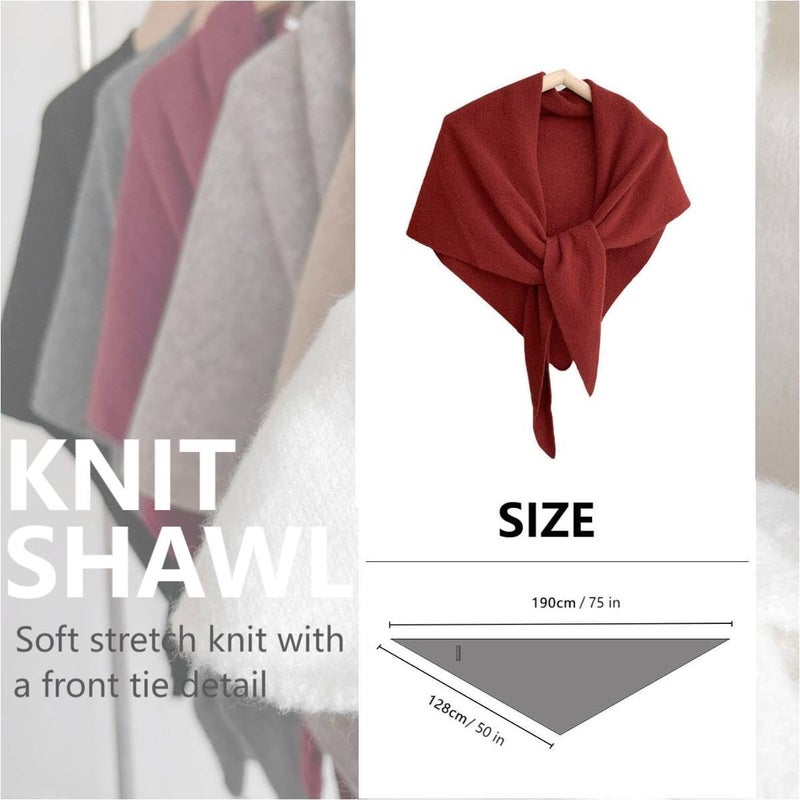 VUFVOID Pashmina Blend Shawl Wraps Women Knitted Shawls and Wraps Cardigan Cape Cashmere Shoulder Top Sweater Shawl Scarf travel scarf (Wine red, 75 * 50'') - Image 3