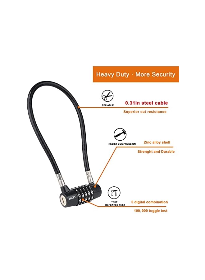 PROMASS PROMASS 4 Digit Steel Cable Rope Combination Padlock, Cabinet Door Handle Padlock,diameter 3/16", length 7",Suitable for for School, Employee, Gym, Sports Locker, Gate, Case, Toolbox  - Image 3