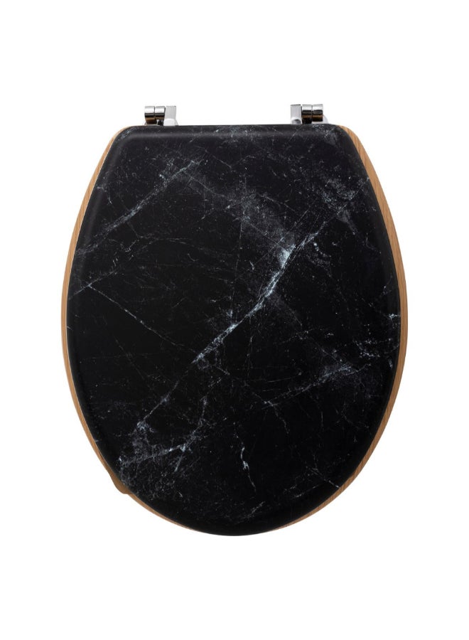 Five Simply Smart Lea Marble Effect Wooden Toilet Seat Black and Brown 5.3 x 36 x 42.5 cm 174791B - Image 1