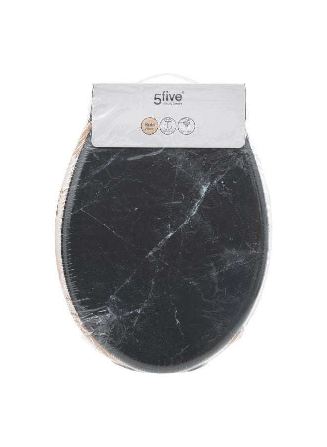 Five Simply Smart Lea Marble Effect Wooden Toilet Seat Black and Brown 5.3 x 36 x 42.5 cm 174791B - Image 2