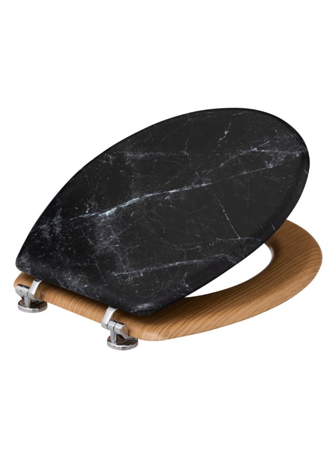 Five Simply Smart Lea Marble Effect Wooden Toilet Seat Black and Brown 5.3 x 36 x 42.5 cm 174791B - Image 3