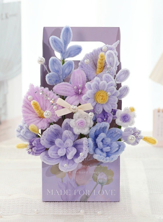 MaWadda Pipe Cleaners Craft Kit – DIY Flower Bouquet Making Kit, Chenille Stems Craft Supplies for Art Projects, Pipe Cleaner Craft Kit for Creative Activities, Beginner-Friendly Craft Kit for Flower Making 